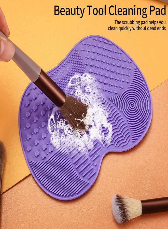 HexinYigjly 2 Pcs Silicone Make Up Brush Cleaning Mat, Makeup Brush Cleaner Mats, Cosmetic Cleaning Pads, Portable Washing Tool with Suction Cup for Makeup Cosmetic Brushes - Image 4